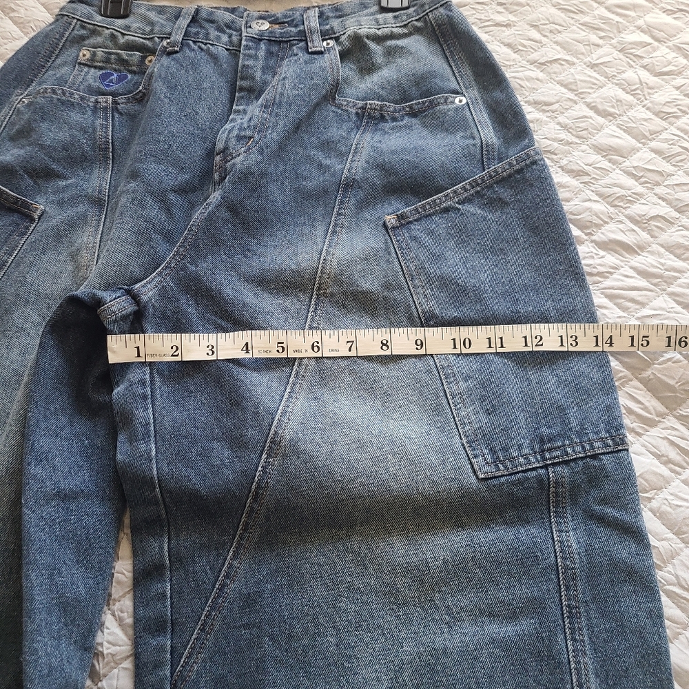 Aelfric Eden UNISEX Y2K-inspired Hip-Hop Bold Wide Leg Relaxed Style Jeans Sz 30 - Picture 7 of 12